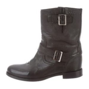 PRADA Pebbled Leather Moto Boots